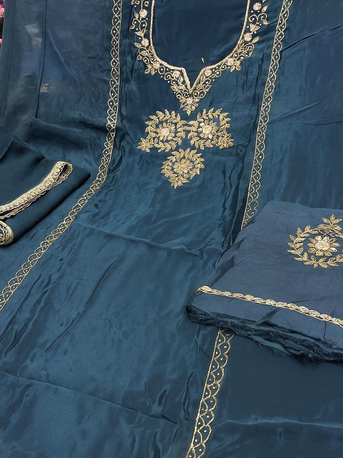 Royal Teal Embroidered Suit Set