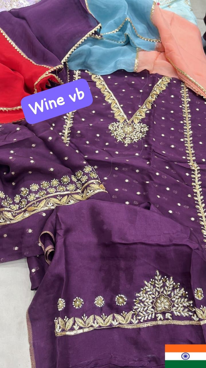 Organza Suit with Punjabi lace