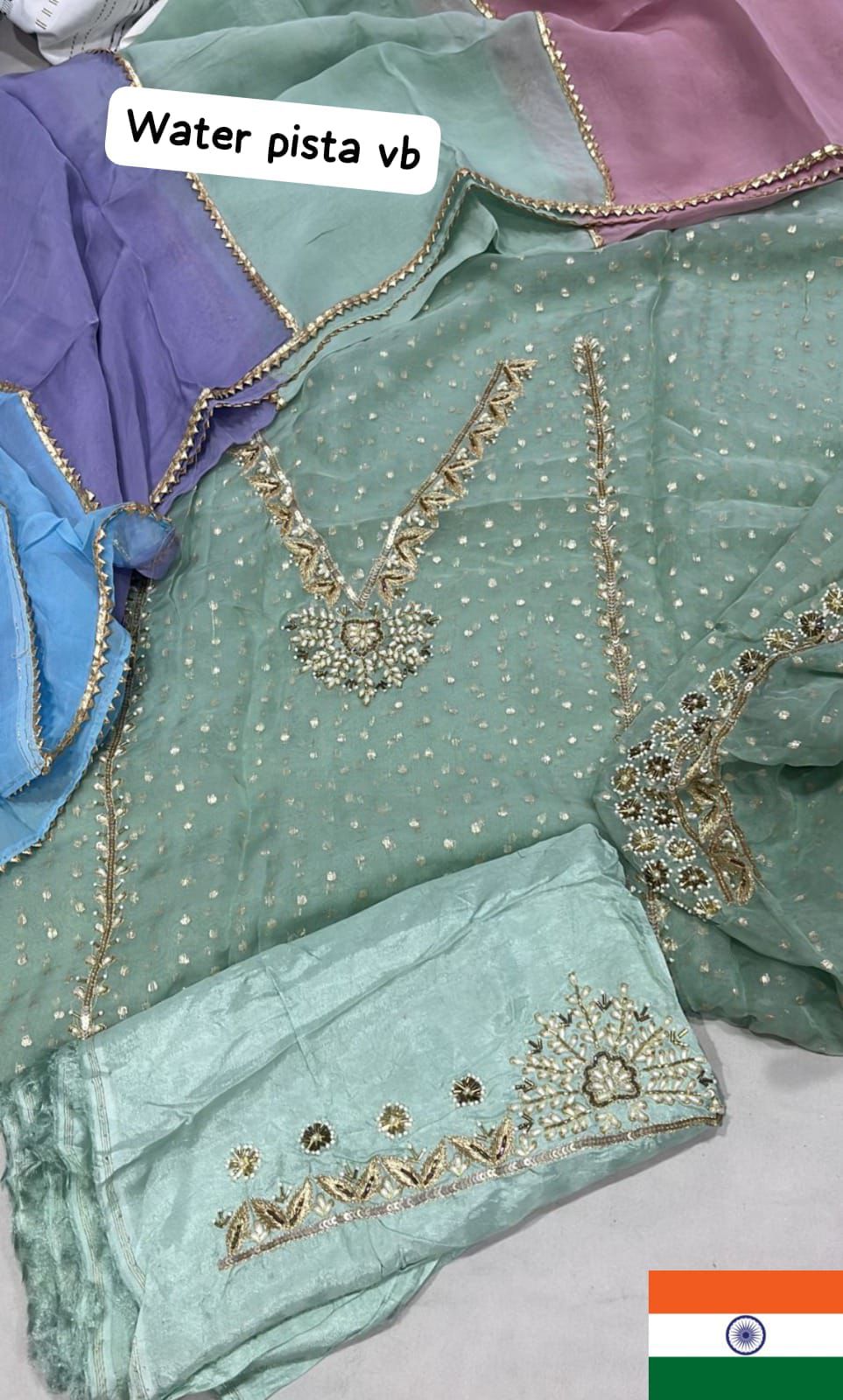 Organza Suit with Punjabi lace