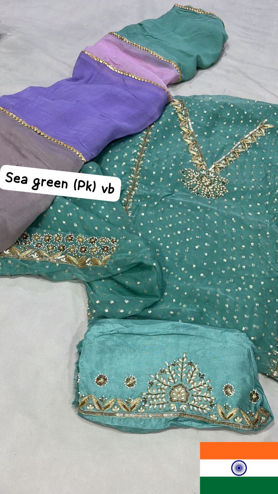 Organza Suit with Punjabi lace