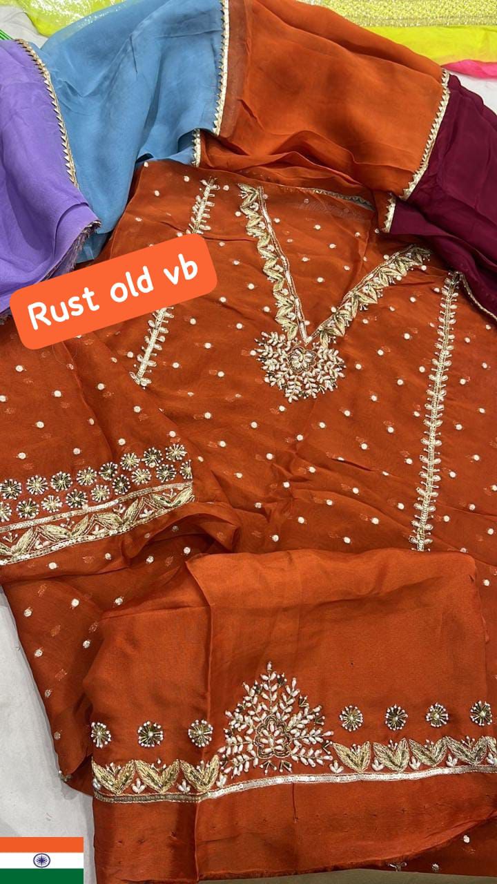 Organza Suit with Punjabi lace