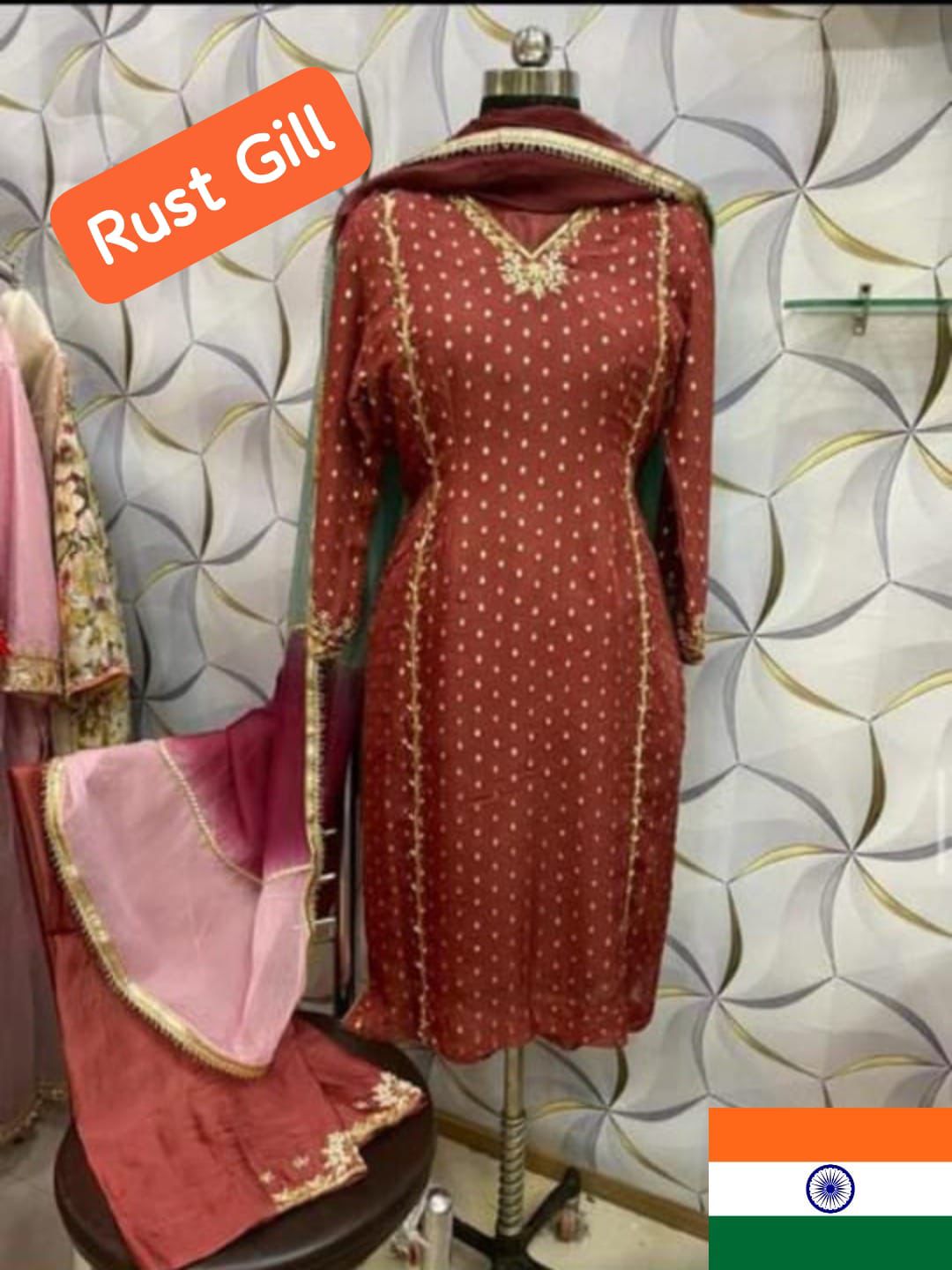 Organza Suit with Punjabi lace