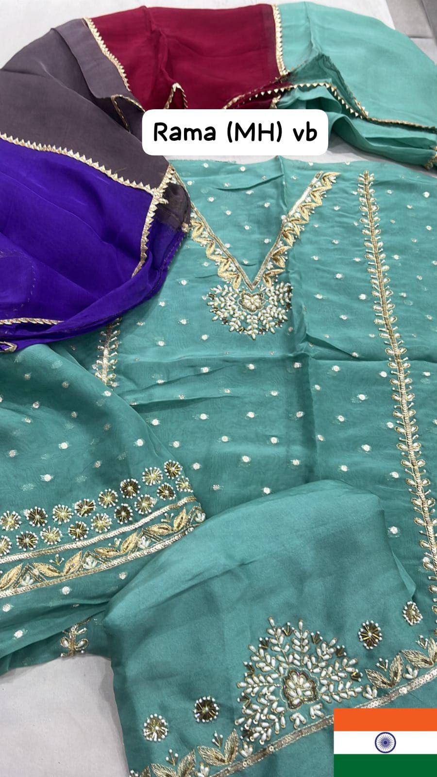 Organza Suit with Punjabi lace