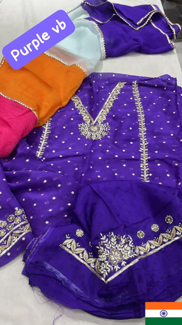 Organza Suit with Punjabi lace