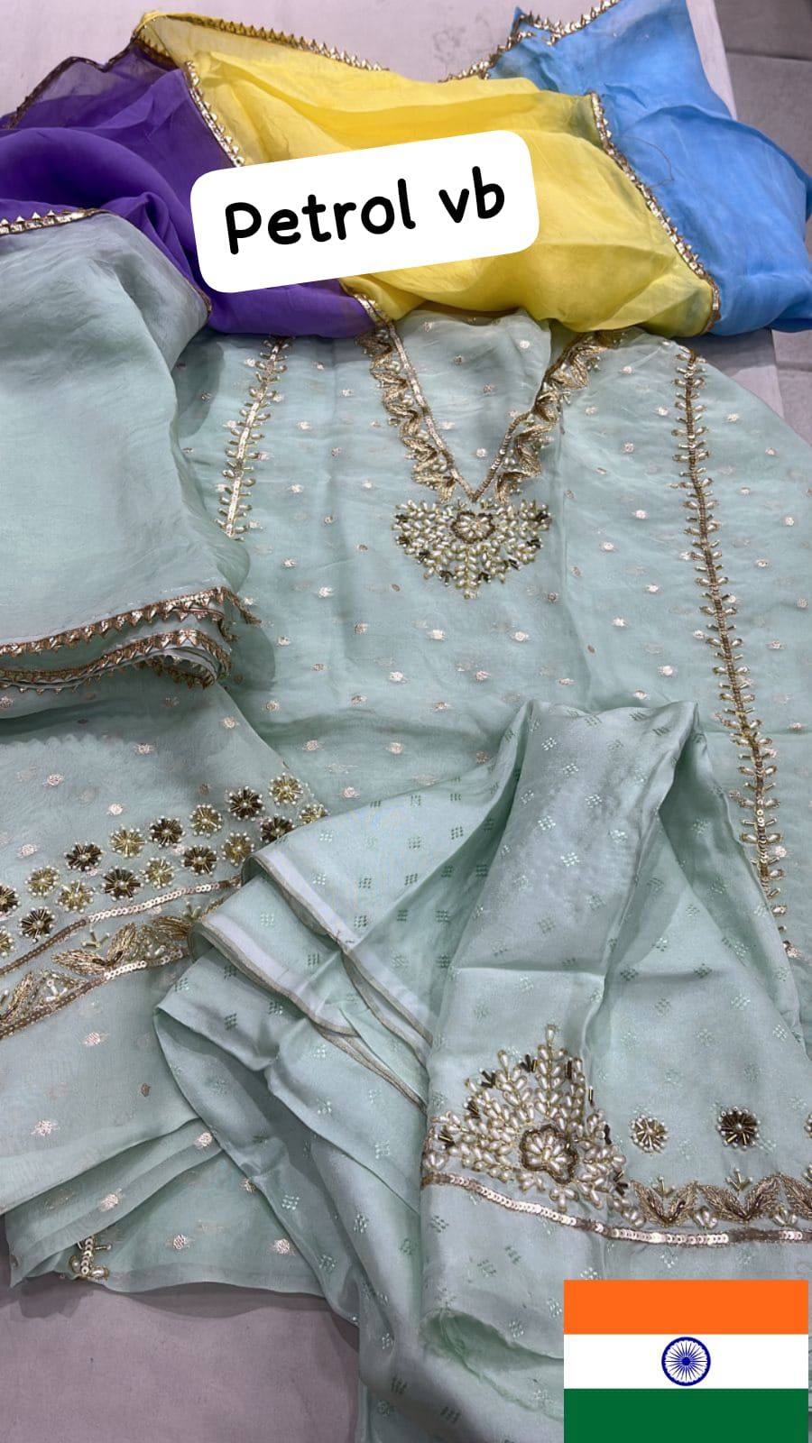 Organza Suit with Punjabi lace