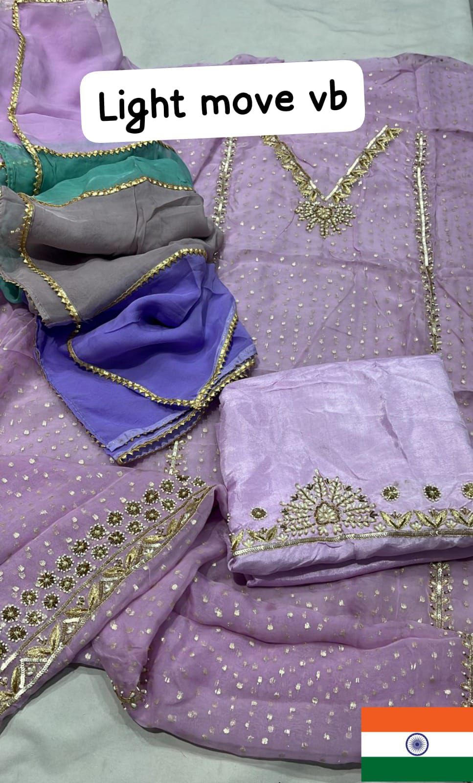 Organza Suit with Punjabi lace