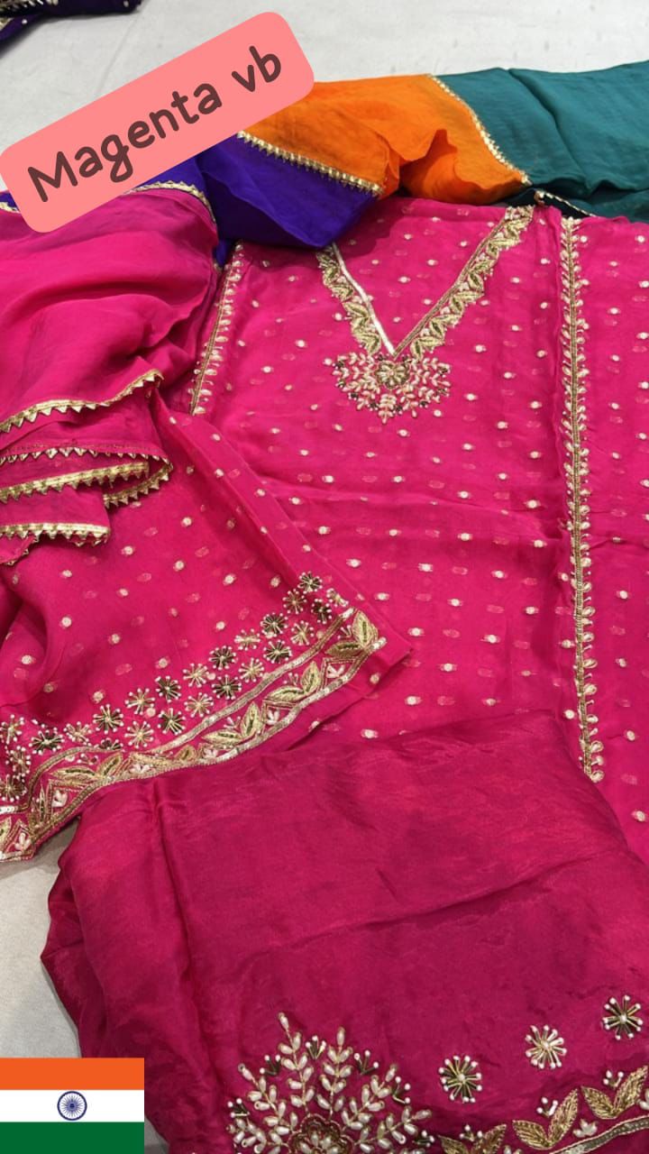 Organza Suit with Punjabi lace