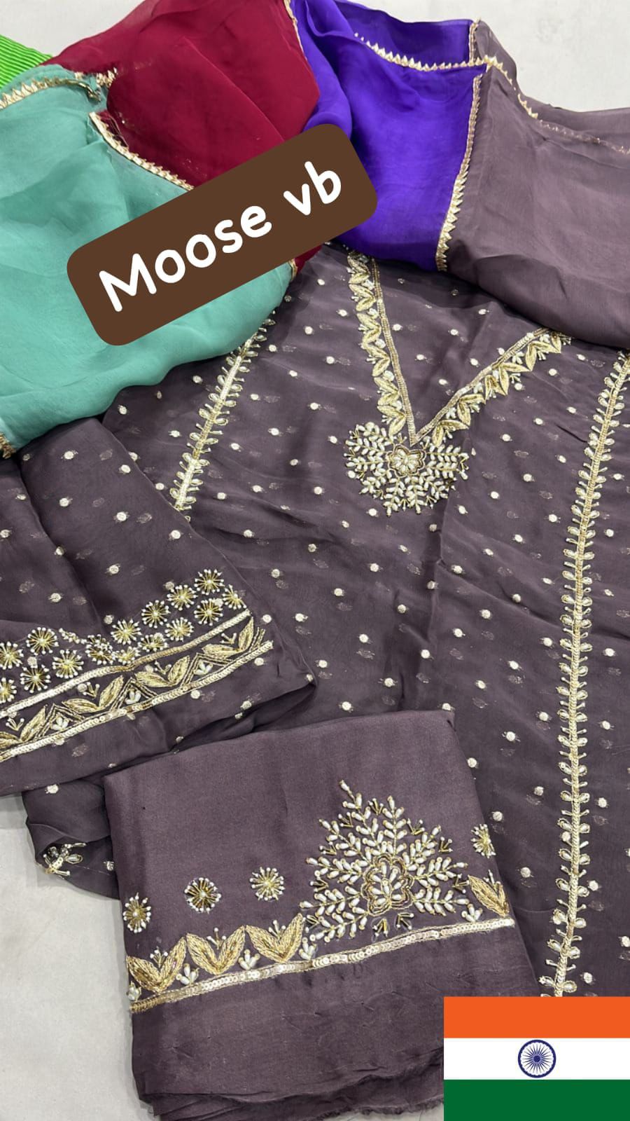 Organza Suit with Punjabi lace