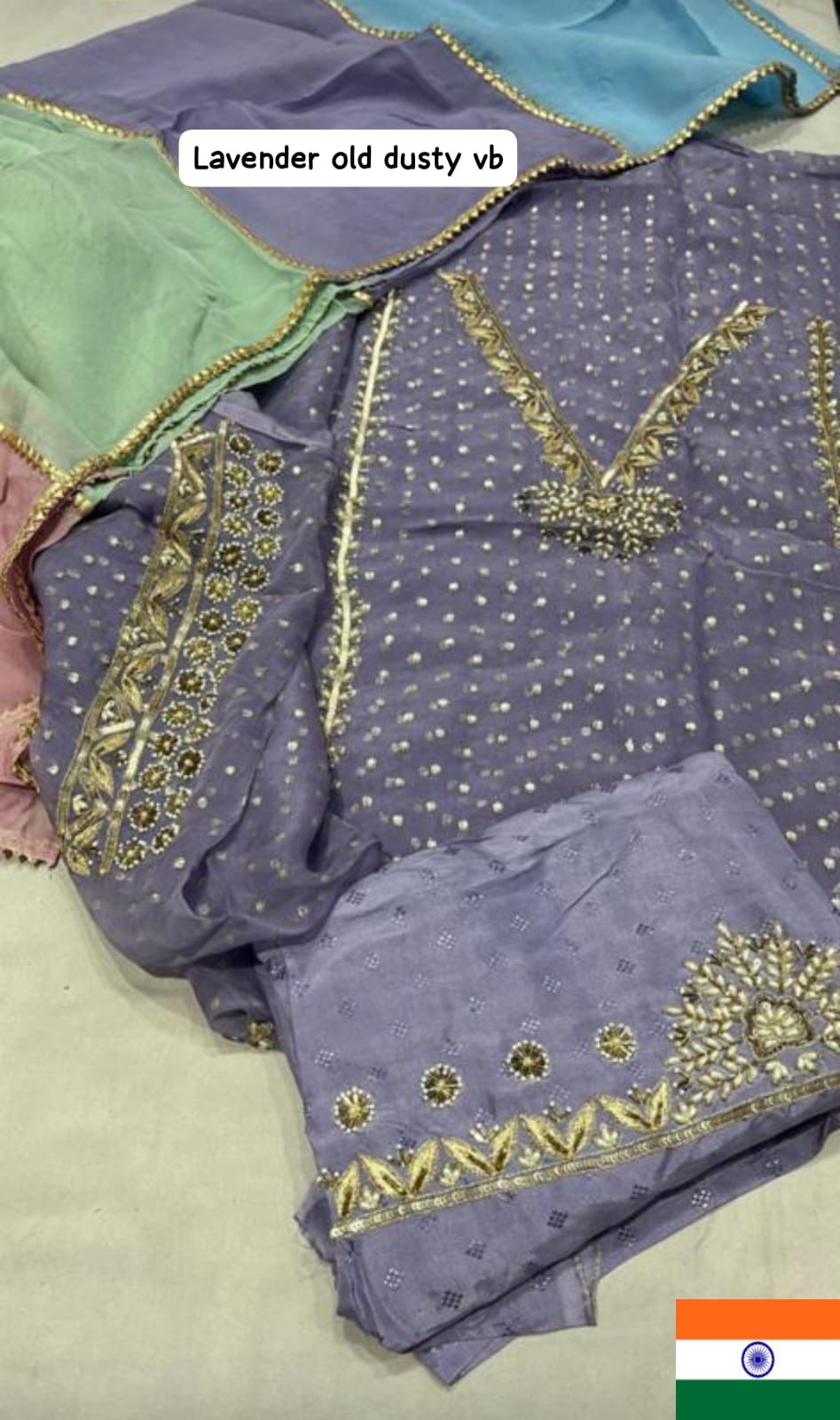 Organza Suit with Punjabi lace