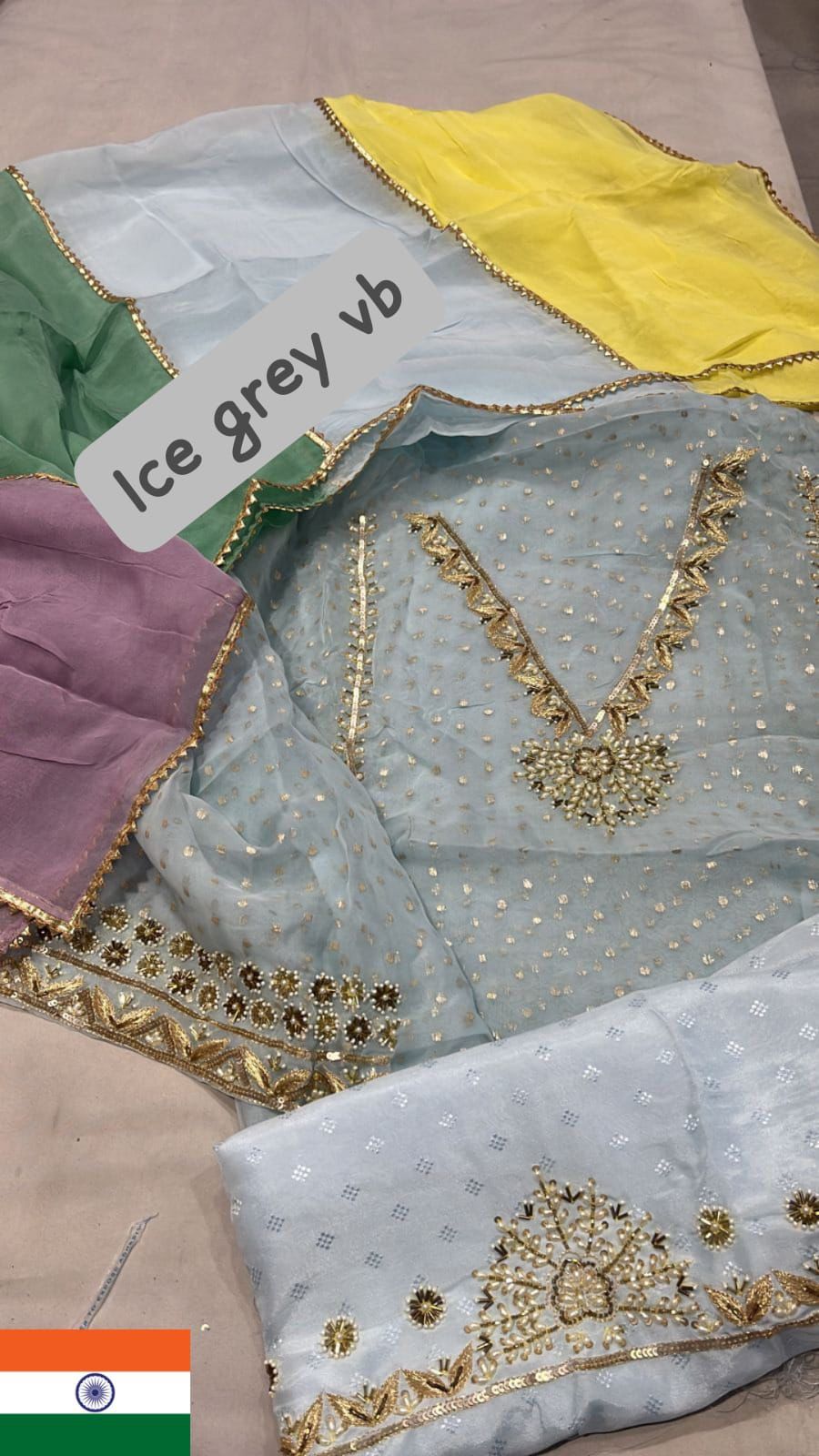 Organza Suit with Punjabi lace