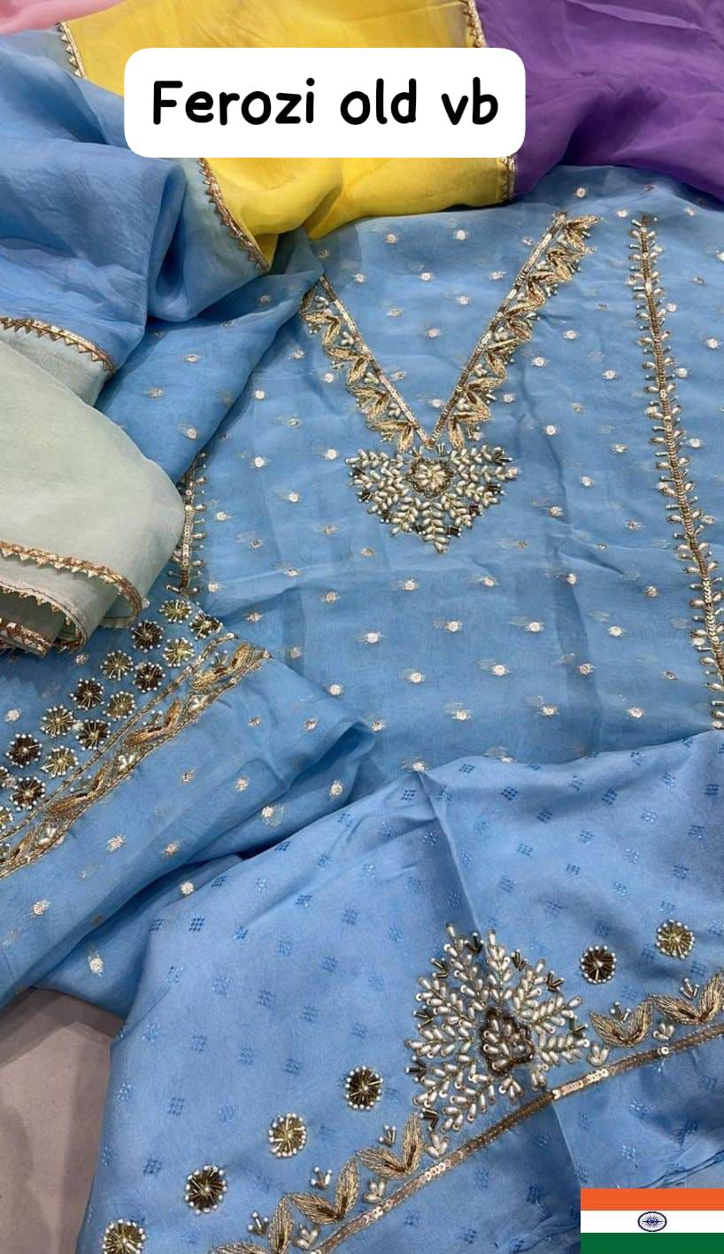 Organza Suit with Punjabi lace