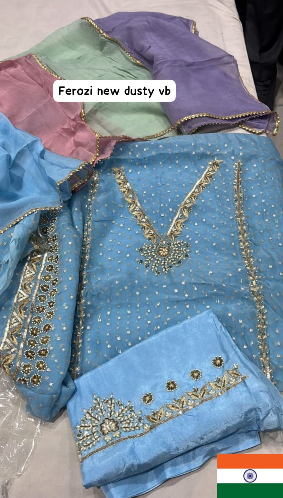 Organza Suit with Punjabi lace