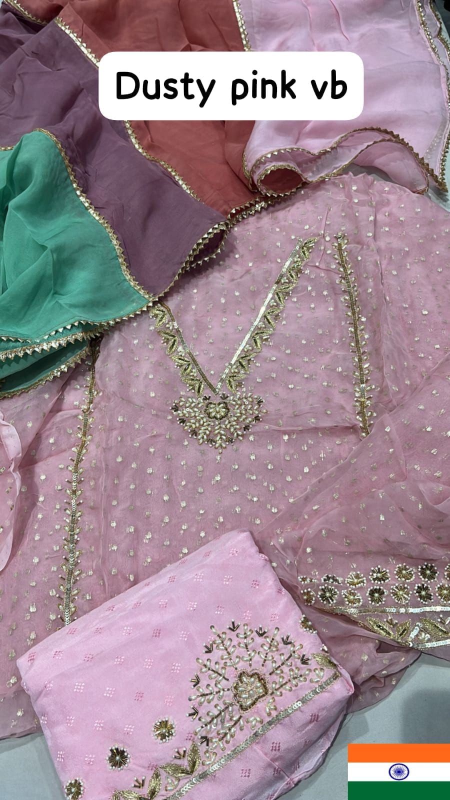 Organza Suit with Punjabi lace