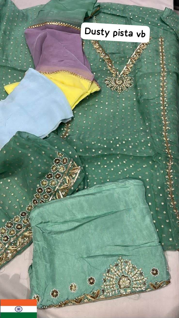 Organza Suit with Punjabi lace