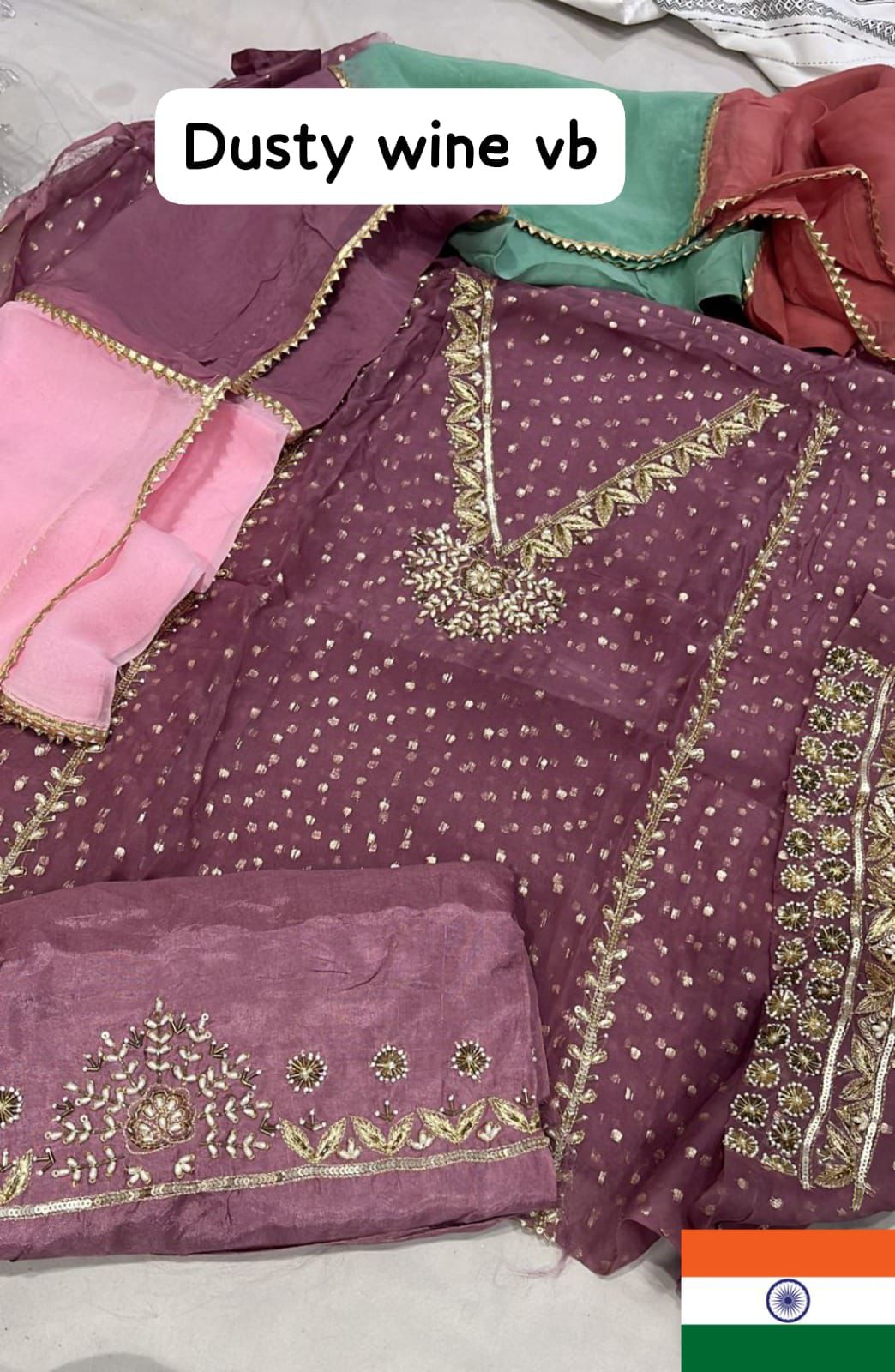 Organza Suit with Punjabi lace