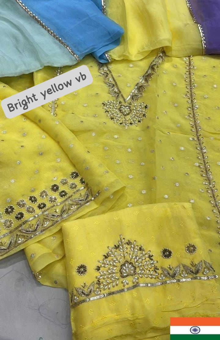 Organza Suit with Punjabi lace