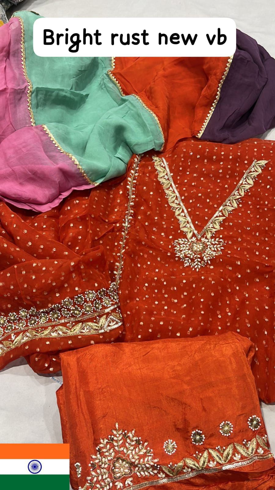 Organza Suit with Punjabi lace