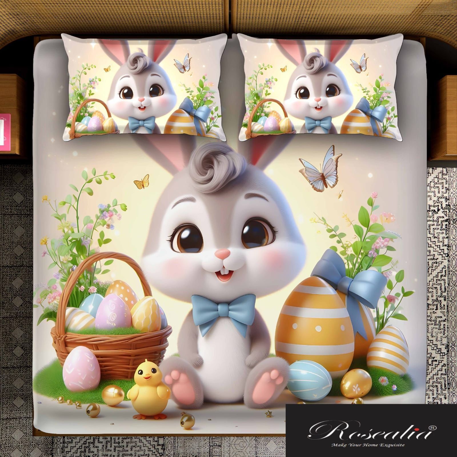 Adorable Bunny & Easter Eggs Bedding Set