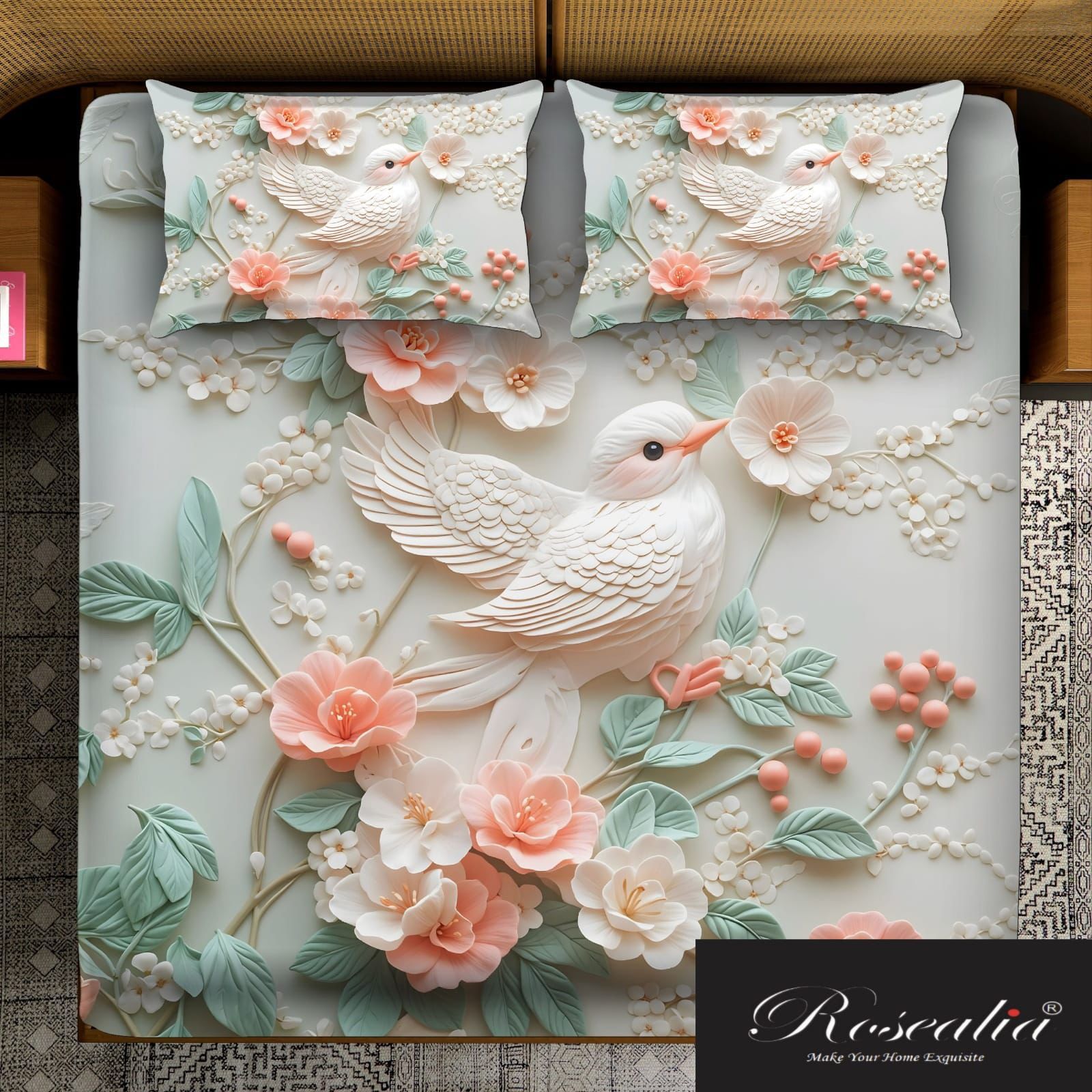 Elegant Bird & Blossom Bedding Set