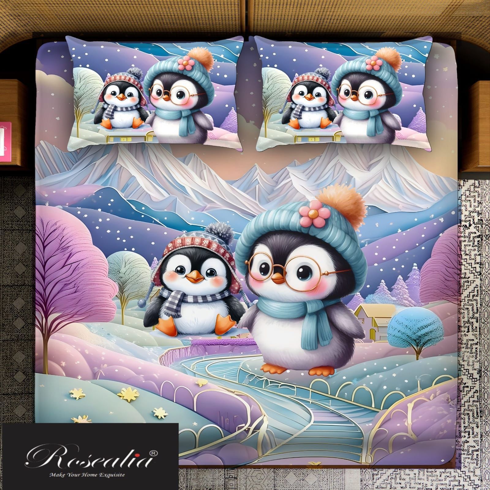 Cozy Penguin Winter Wonderland Bedding Set