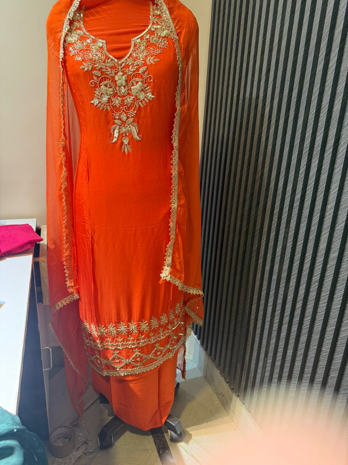Embroidered Organza Suit with Sheer Dupatta