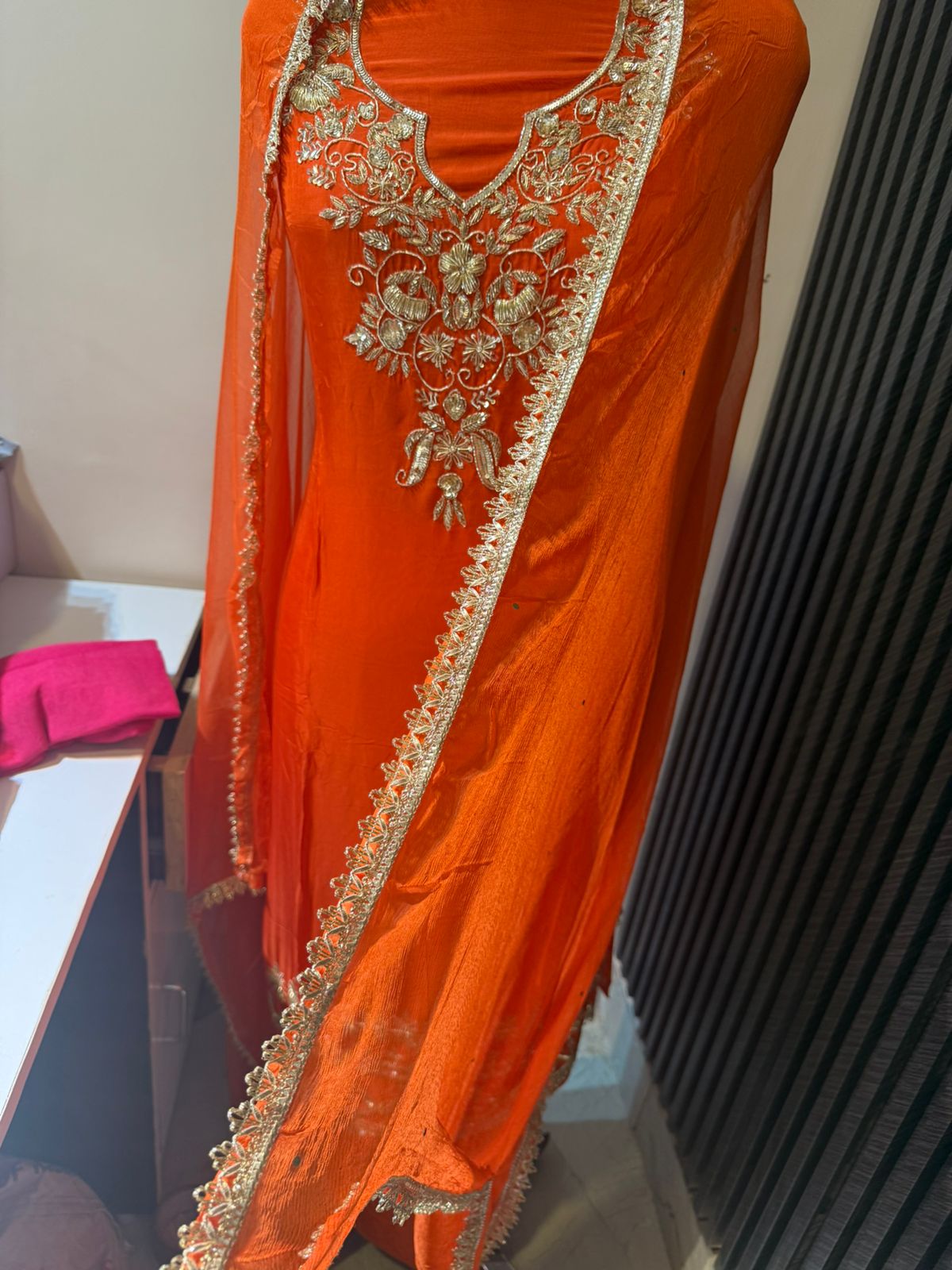 Embroidered Organza Suit with Sheer Dupatta