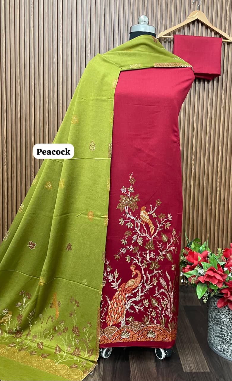 Premium Weaving Pashmina Suit With Designer Stole