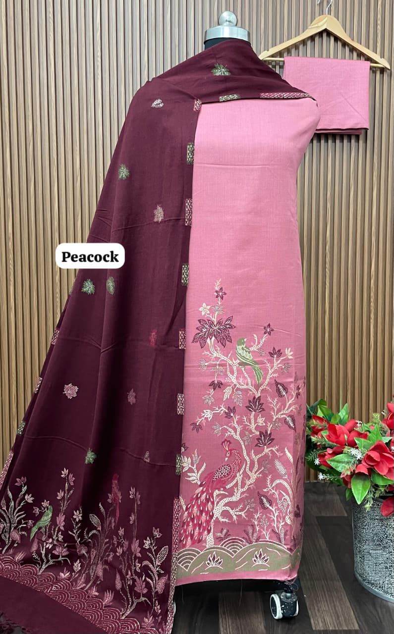 Premium Weaving Pashmina Suit With Designer Stole