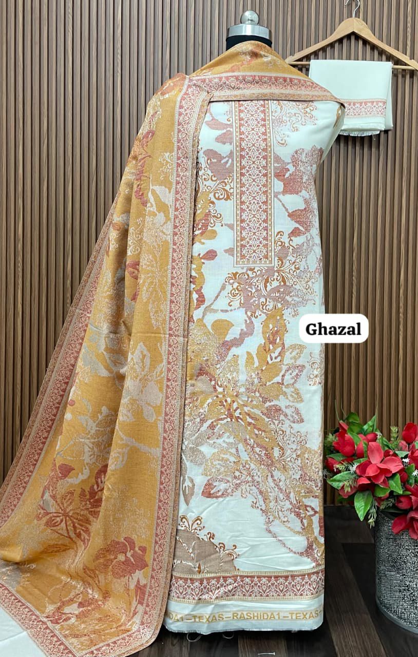 Ghazal Pure kaani Weaving suit Pure acrylic Woollen embroidery