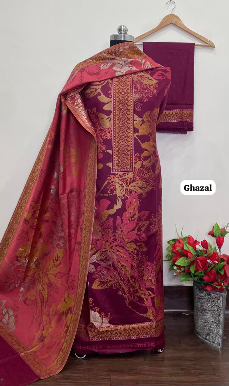 Ghazal Pure kaani Weaving suit Pure acrylic Woollen embroidery