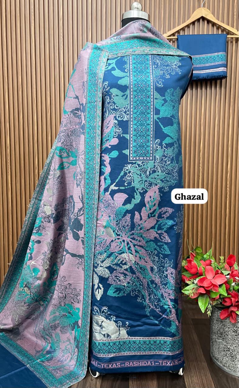 Ghazal Pure kaani Weaving suit Pure acrylic Woollen embroidery