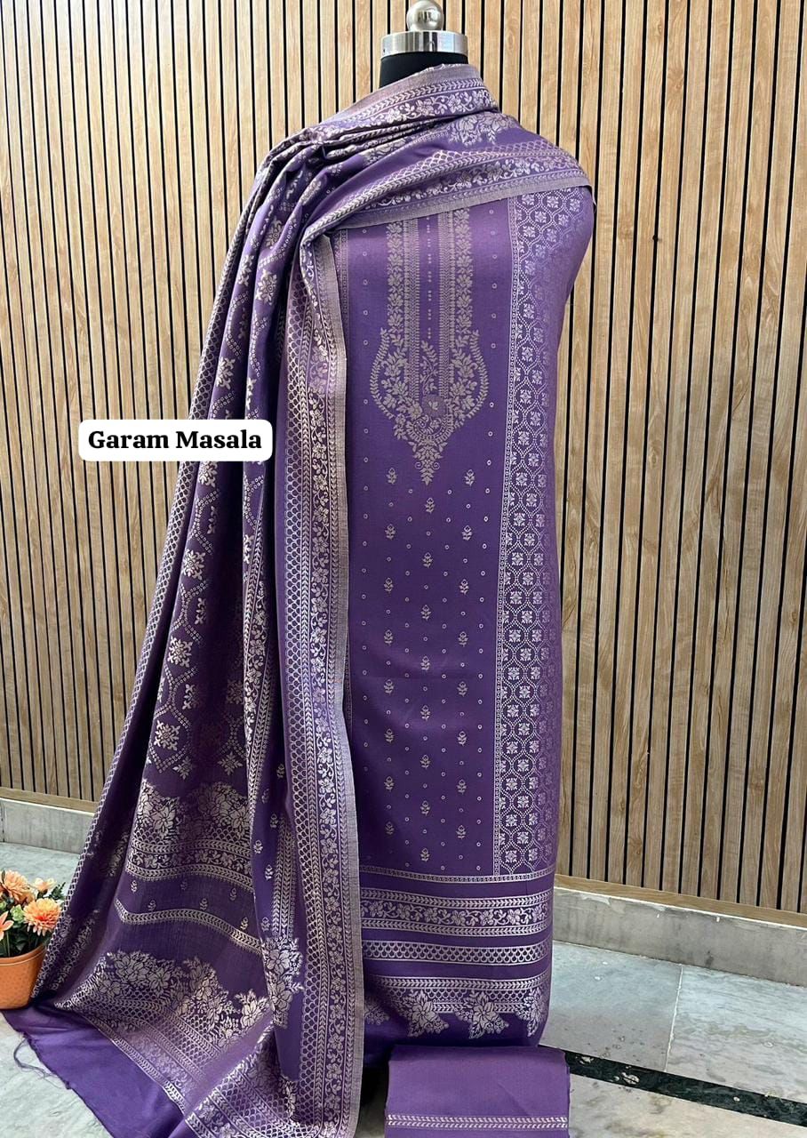 Super Hit Premium Weaving Pashmina Suit With Designer Stole